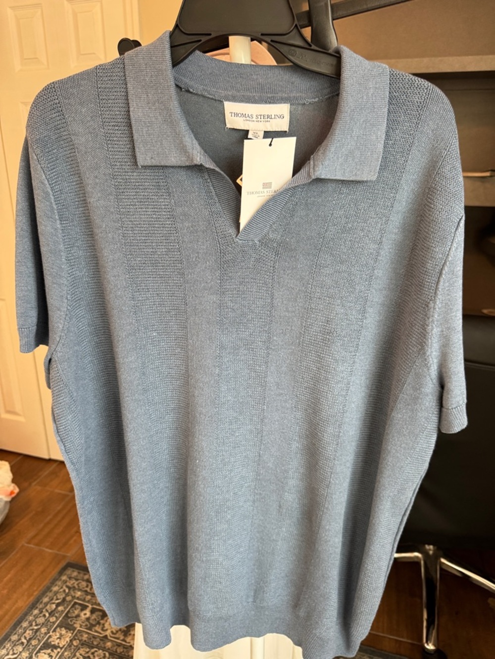Men's Short-Sleeve Polo in Dusty Blue